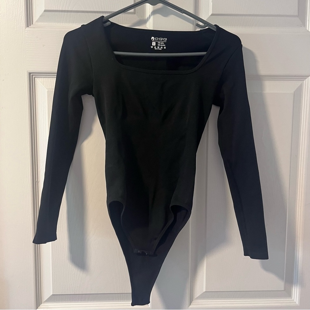 OQQ Black & Brown Long Sleeve Bodysuits